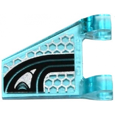 trans-light blue flag 2 x 2 trapezoid with black stripes on silver solar array pattern model right side sticker - set 70168
