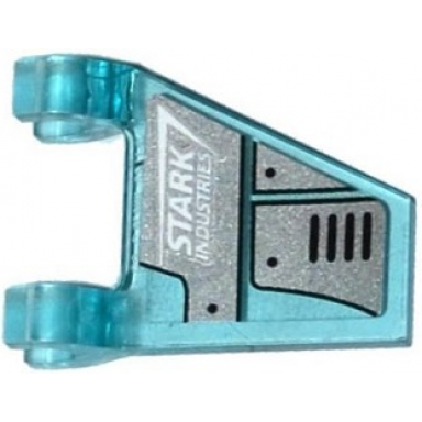 trans-light blue flag 2 x 2 trapezoid with white stark industries silver panels black grille pattern model right side sticker - set 76038