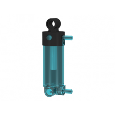 trans-light blue pneumatic cylinder with 2 inlets and rounded end medium 48mm