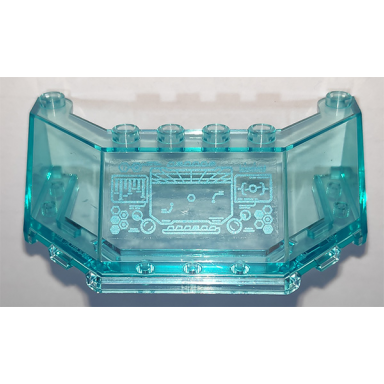 trans-light blue windscreen 5 x 8 x 2 with metallic light blue head-up display hud pattern on inside sticker - set 76153