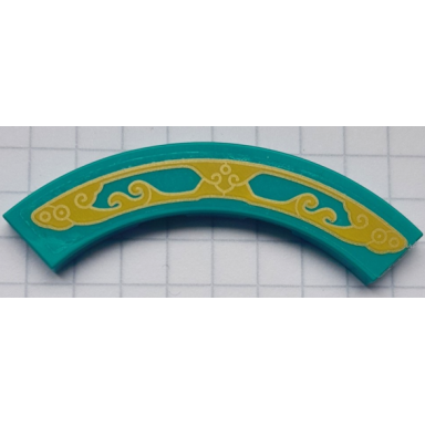 dark turquoise tile round corner 4 x 4 macaroni with yellow swirls with gold outline pattern sticker - set 80111