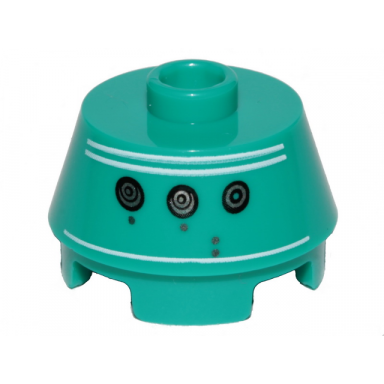 dark turquoise cone 2 x 2 truncated with sw k3-r1 astromech droid pattern