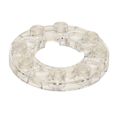 trans-clear plate round 4 x 4 with 2 x 2 round open center