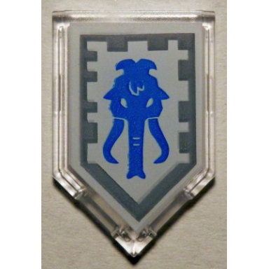 trans-clear tile modified 2 x 3 pentagonal with nexo power shield pattern - mammoth