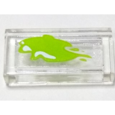 trans-clear tile 1 x 2 with lime liquid pattern sticker - set 70165