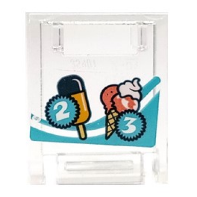 trans-clear container box 2 x 2 x 2 door with slot with popsicle ice cream cone number 2 and 3 on dark turquoise starbursts and stripes pattern sticker - set 41414