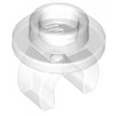 trans-clear plate round 1 x 1 with clip on bottom