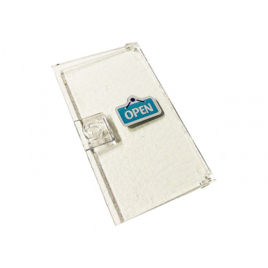 trans-clear door 1 x 4 x 6 with stud handle with open sign pattern sticker - set 41391