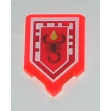 trans-neon orange tile modified 2 x 3 pentagonal with nexo power shield pattern - toxic sting
