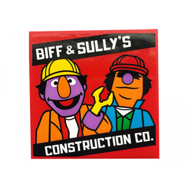 red tile 6 x 6 with bottom tubes with biff sullys construction co pattern sticker - set 21324