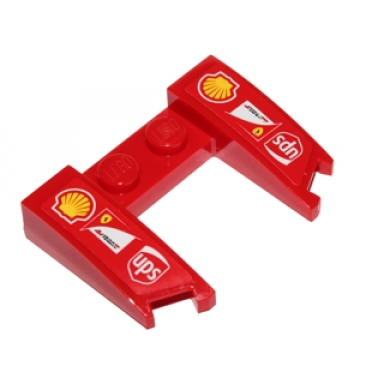 red wedge 3 x 4 x 2 3 curved with cutout with shell ups and scuderia ferrari logos pattern stickers - set 40190