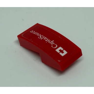 red slope curved 2 x 1 x 2 3 with capital source pattern model right side sticker - set 75886