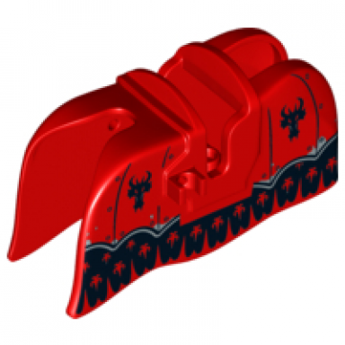horse barding smooth edge with black dragon heads and silver trim pattern
