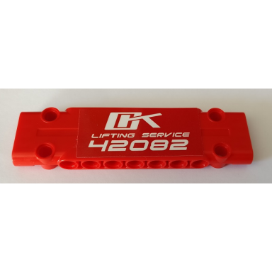red technic panel plate 3 x 11 x 1 with ok lifting service 42082 on red background pattern sticker - set 42082