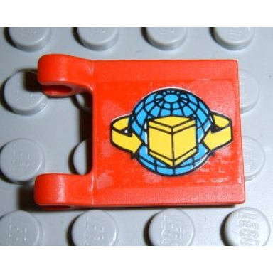 red flag 2 x 2 square with box and arrows and globe pattern on both sides stickers - set 6542