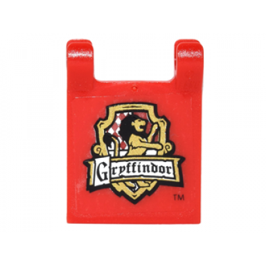 red flag 2 x 2 square with gryffindor and lion in shield pattern sticker - set 4842