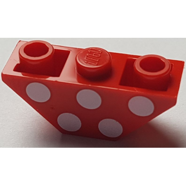 red slope inverted 45 3 x 1 double with white polka dots pattern