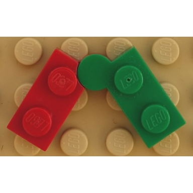 red hinge plate 1 x 4 swivel with green top 2429 2430