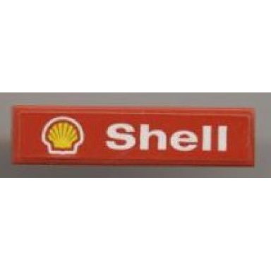 red tile 1 x 4 with shell logo and white shell pattern sticker - set 1253-1
