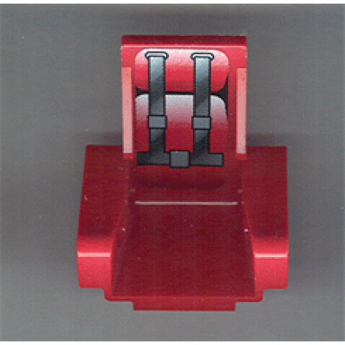 red technic seat 3 x 2 base with cushions and seat belts pattern sticker - set 8242