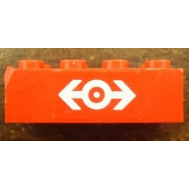red brick 2 x 4 with train logo white pattern sticker - set 4563