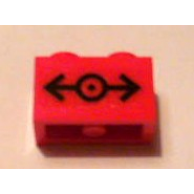 red brick 1 x 2 with train logo black medium pattern sticker - set 7938