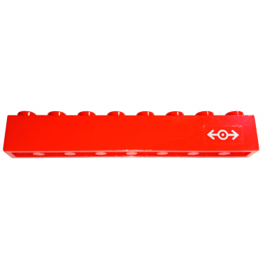 red brick 1 x 8 with light bluish gray train logo small pattern right sticker - set 7897
