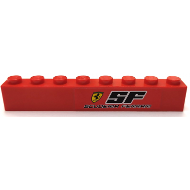 red brick 1 x 8 with ferrari logo sf and scuderia ferrari pattern model right sticker - sets 8153 8155