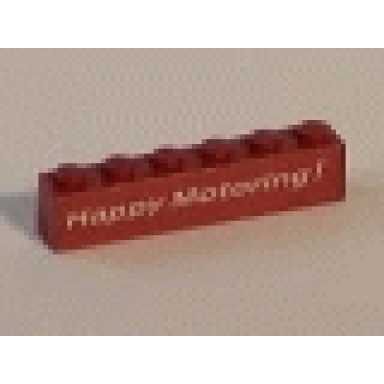 red brick 1 x 6 with white happy motoring text pattern on both sides stickers - set 6375-2