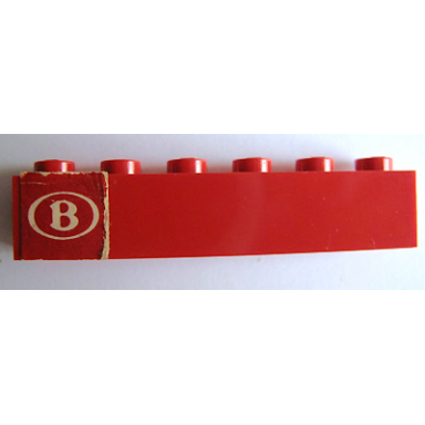 red brick 1 x 6 with b pattern sticker - set 164