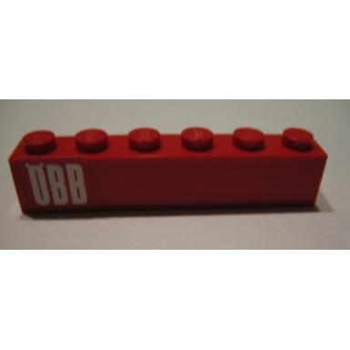 red brick 1 x 6 with ãbb obb pattern sticker - set 164