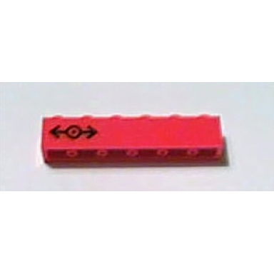 red brick 1 x 6 with train logo black pattern on left side sticker - set 7938