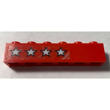red brick 1 x 6 with 4 white stars pattern model right side sticker - set 5533
