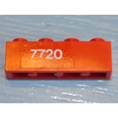 red brick 1 x 4 with white 7720 pattern sticker - set 7720