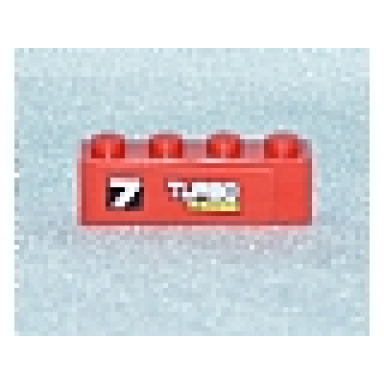 red brick 1 x 4 with 7 turbo racer pattern model left side sticker - set 7801