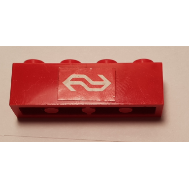 red brick 1 x 4 with dutch ns logo pattern sticker - set 164