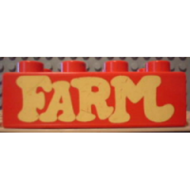 red duplo brick 2 x 4 with farm pattern