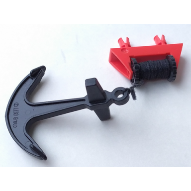 red string reel 1 x 4 x 2 complete with string and black boat anchor