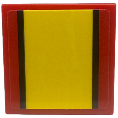 red tile 2 x 2 with black and yellow stripes pattern sticker - set 76914
