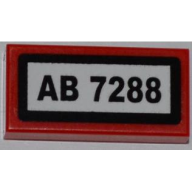 red tile 1 x 2 with ab 7288 pattern sticker - set 7288