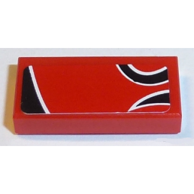 red tile 1 x 2 with black togokahn pattern model rear left side sticker - set 8159
