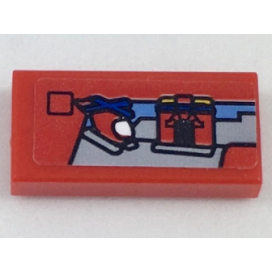 red tile 1 x 2 with miniature set 10687 pattern sticker - set 40178