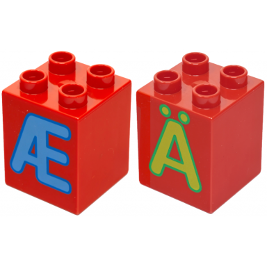 duplo brick 2 x 2 x 2 with letter a umlaut pattern