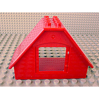 red duplo roof sloped 4 x 8 x 5 with window opening