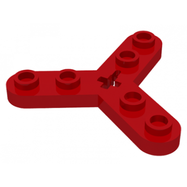 red technic plate rotor 3 blade with smooth ends and 6 studs propeller