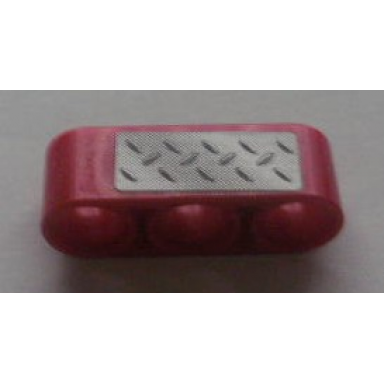 red technic liftarm thick 1 x 3 with silver tread plate pattern sticker - set 8289