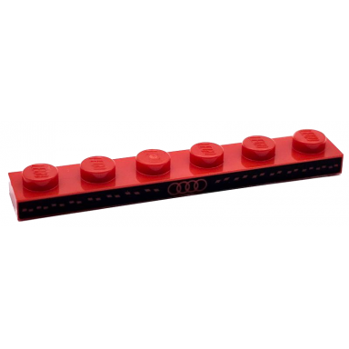 red plate 1 x 6 with audi logo and diamonds on black background pattern