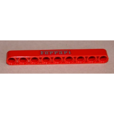 red technic liftarm thick 1 x 9 with silver ferrari pattern sticker - set 8653