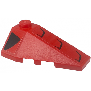 red wedge 4 x 2 triple right with black air vents and curved lines pattern stickers - set 76914
