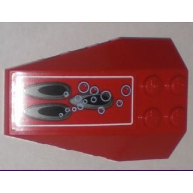 red wedge 6 x 4 triple curved with vent holes and bubbles pattern sticker - set 8075
